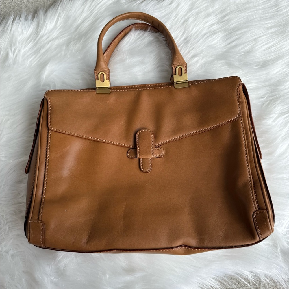 Vintage Hudson Bay The Room Tan Leather Tote Bag Breifcase